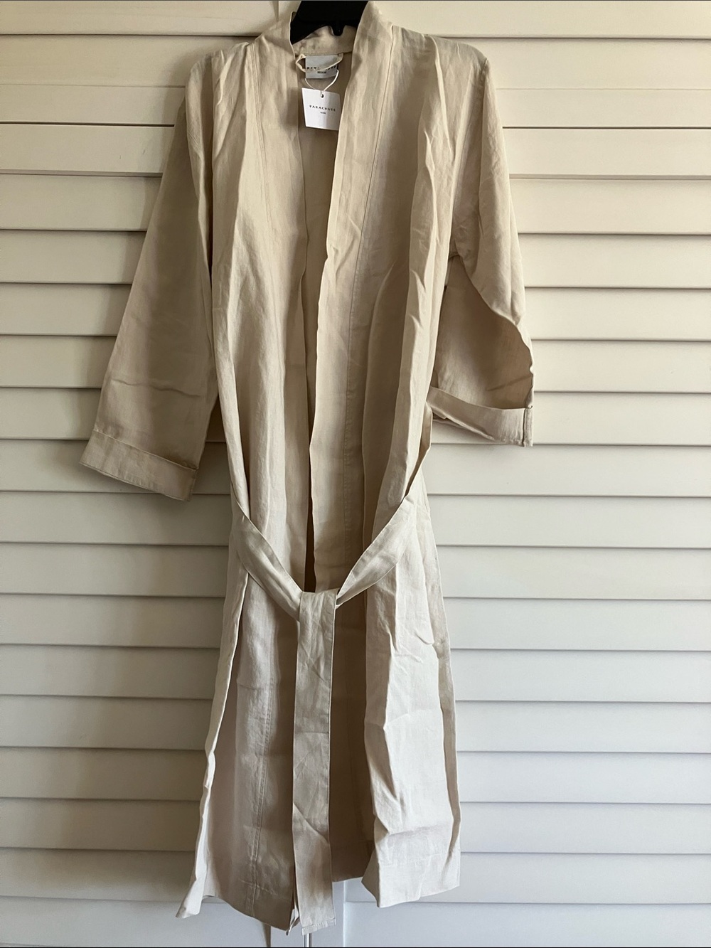Parachute Beige Open-Front Long Robe with Tie Belt